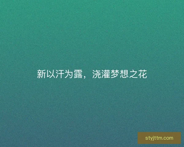 新以汗为露，浇灌梦想之花