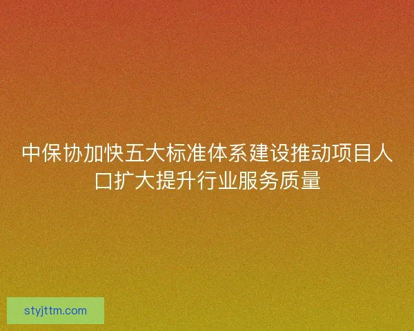 中保协加快五大标准体系建设推动项目人口扩大提升行业服务质量